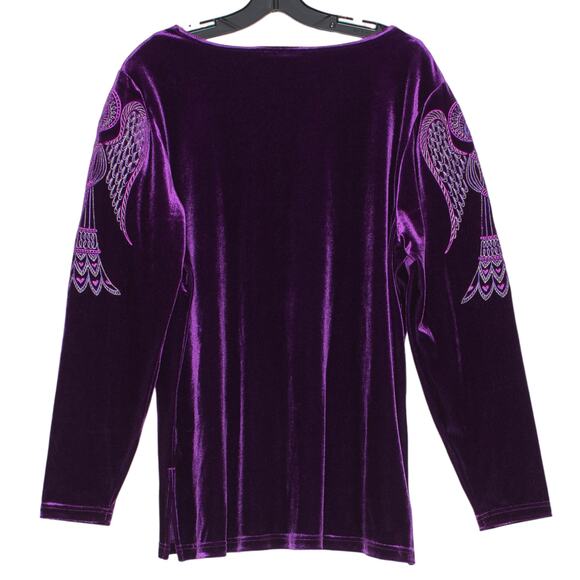 Vintage Bob Mackie Top Velvet Whimsigoth Y2K Dark Fairy Embroidered Purple Large - Picture 2 of 7